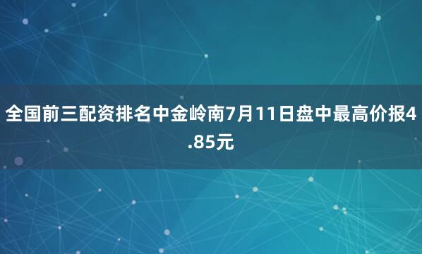 全国前三配资排名中金岭南7月11日盘中最高价报4.85元
